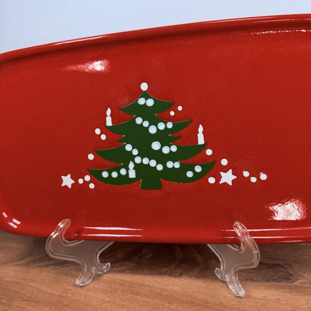Vintage Waechtersbach Christmas Tree Retangular Red Serving Cookie Tray 13